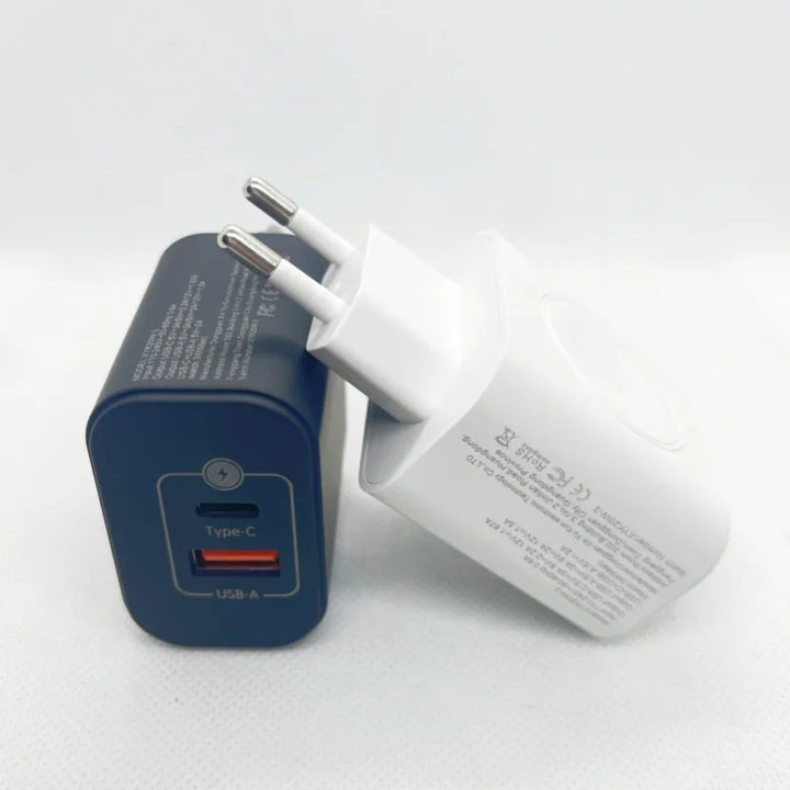 3-in-1 wireless charger compatible with Apple Watch and iPhone, PD20W charger with 2 ports USB-C and USB-A fast charger compatib
