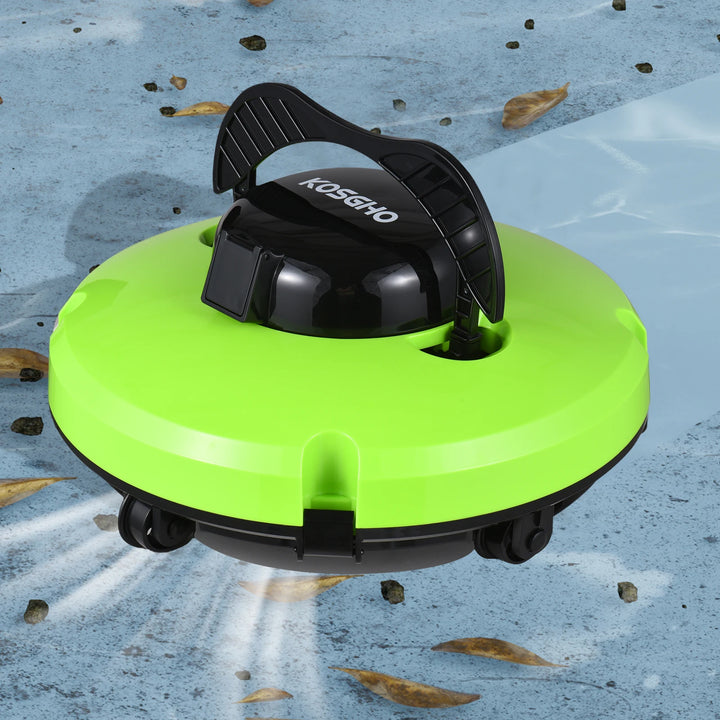 KOSGHO Cordless Robotic Pool Vacuum Cleaner w Motors Self-Parking Feature for Flat Ground Pools - Efficient Pool Cleaning Tool